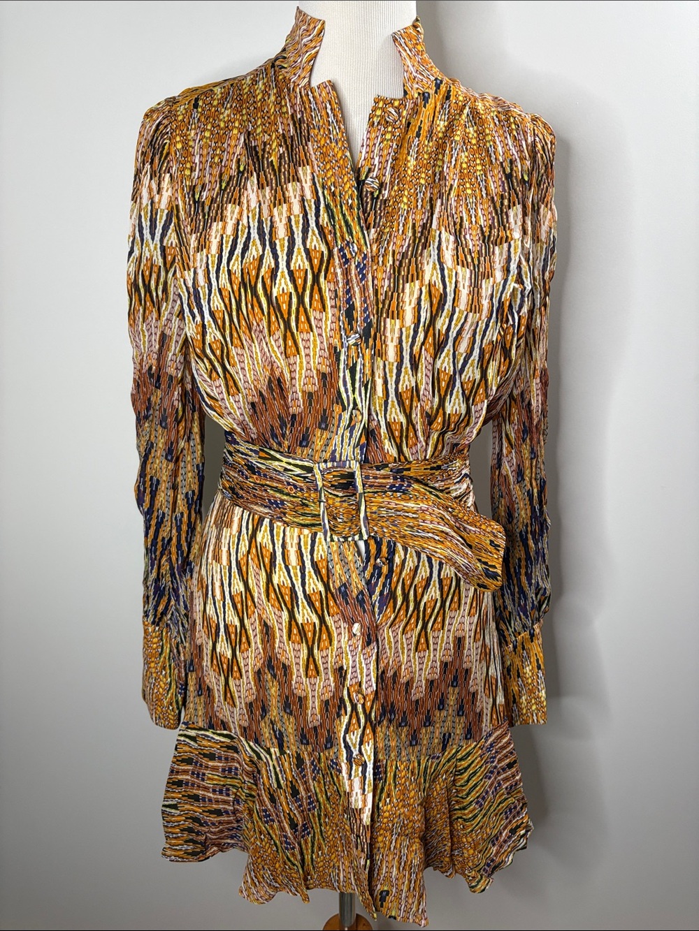 Alexis Abstract Mini Dress in Orange & Yellow Size XS Like New